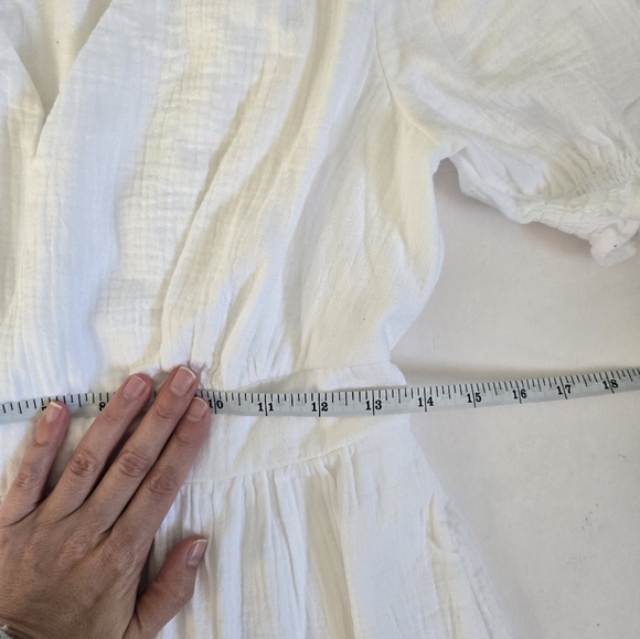 NWT Boden Anna Double cloth Midi dress white cotton gauze ruching sz 6P - Picture 9 of 14